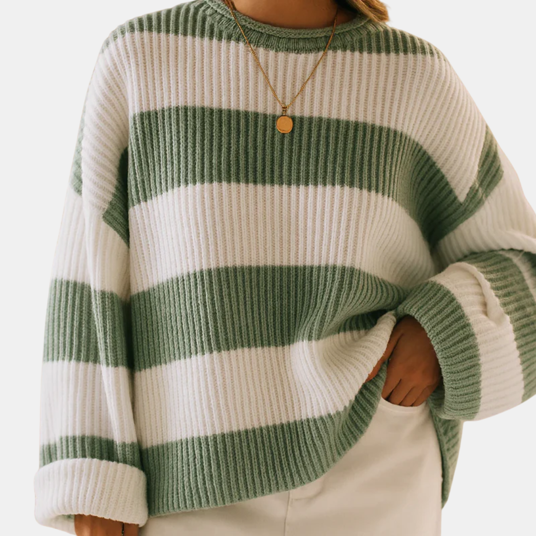 Pull à rayures larges en maille douce pour femmes