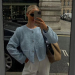 Veste Courte Tweed Élégante pour Femmes