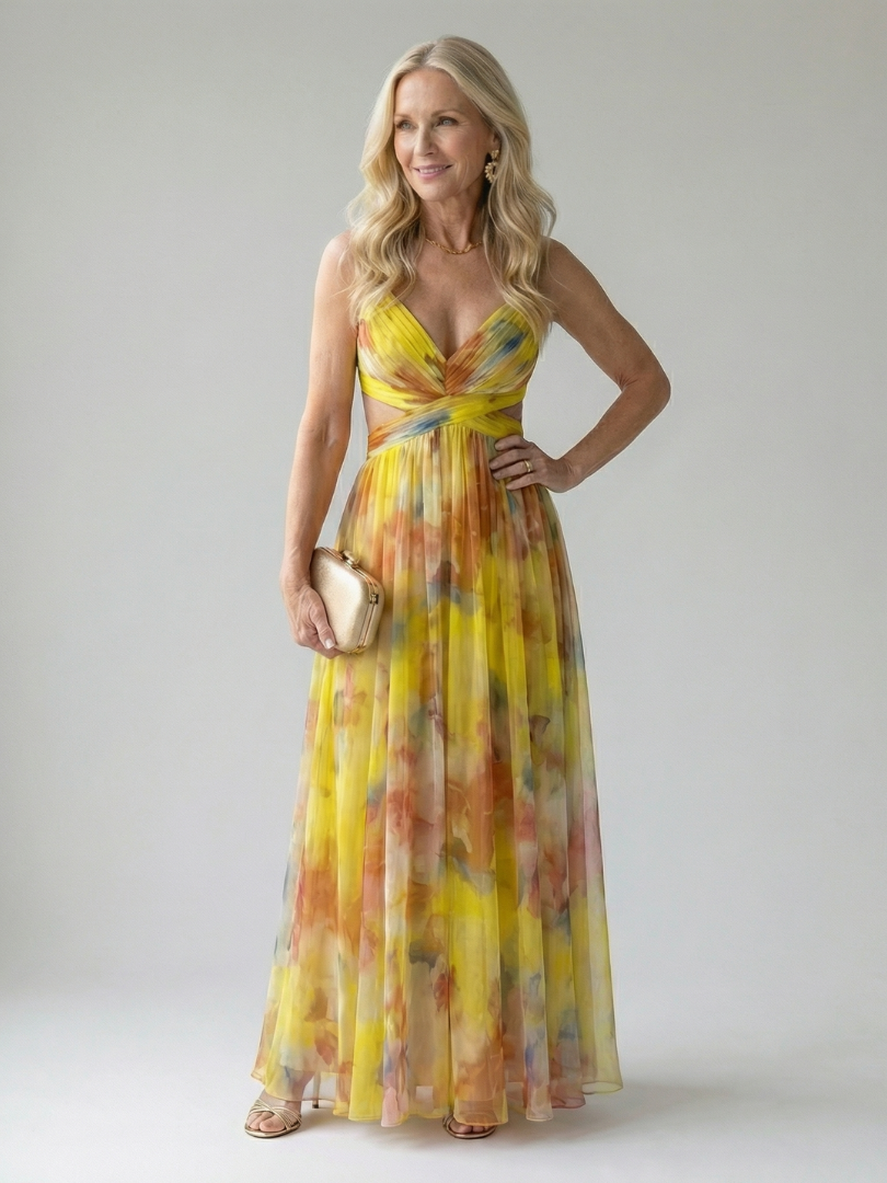 Robe Maxi Sans Manches à Imprimé pour Femme