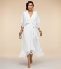 Robe Longue en Chiffon à Manches Chauve-Souris pour Femmes