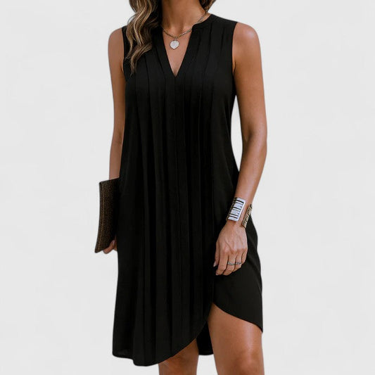 Robe midi sans manches à col en V pour femmes