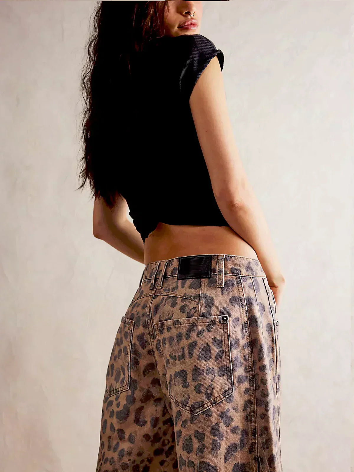 Leopard Print Denim Barrel for Women