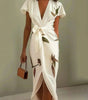 Robe Midi Imprimée Ceinturée pour Femmes
