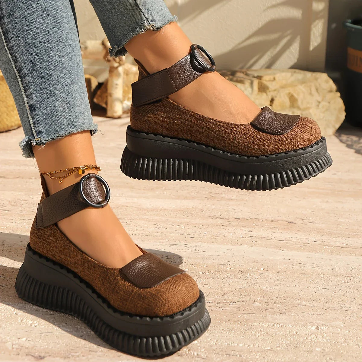 Chaussures Vintage à Bout Rond pour Femmes