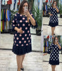 Robe Plissée Pois Pink Navy Coupe Ajustée