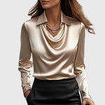 Blouse Satin à Manches Longues pour Femmes