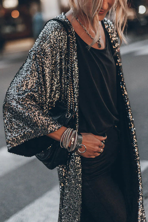 Cardigan à Paillettes Coupe Décontractée pour Femmes