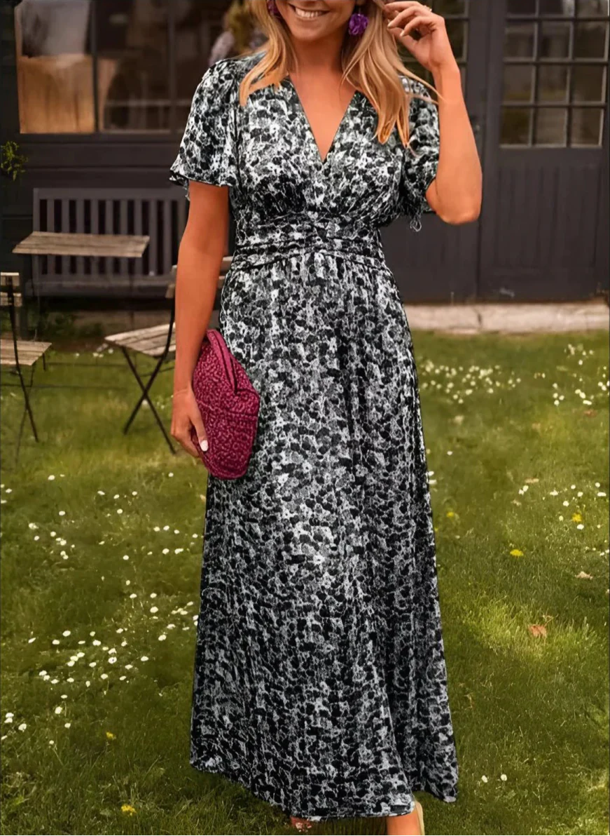 Robe Longue à Imprimé Fleuri et Taille Marquée pour Femme | Idéale pour l'Été