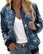 Veste Bomber à Motif Floral pour Femmes
