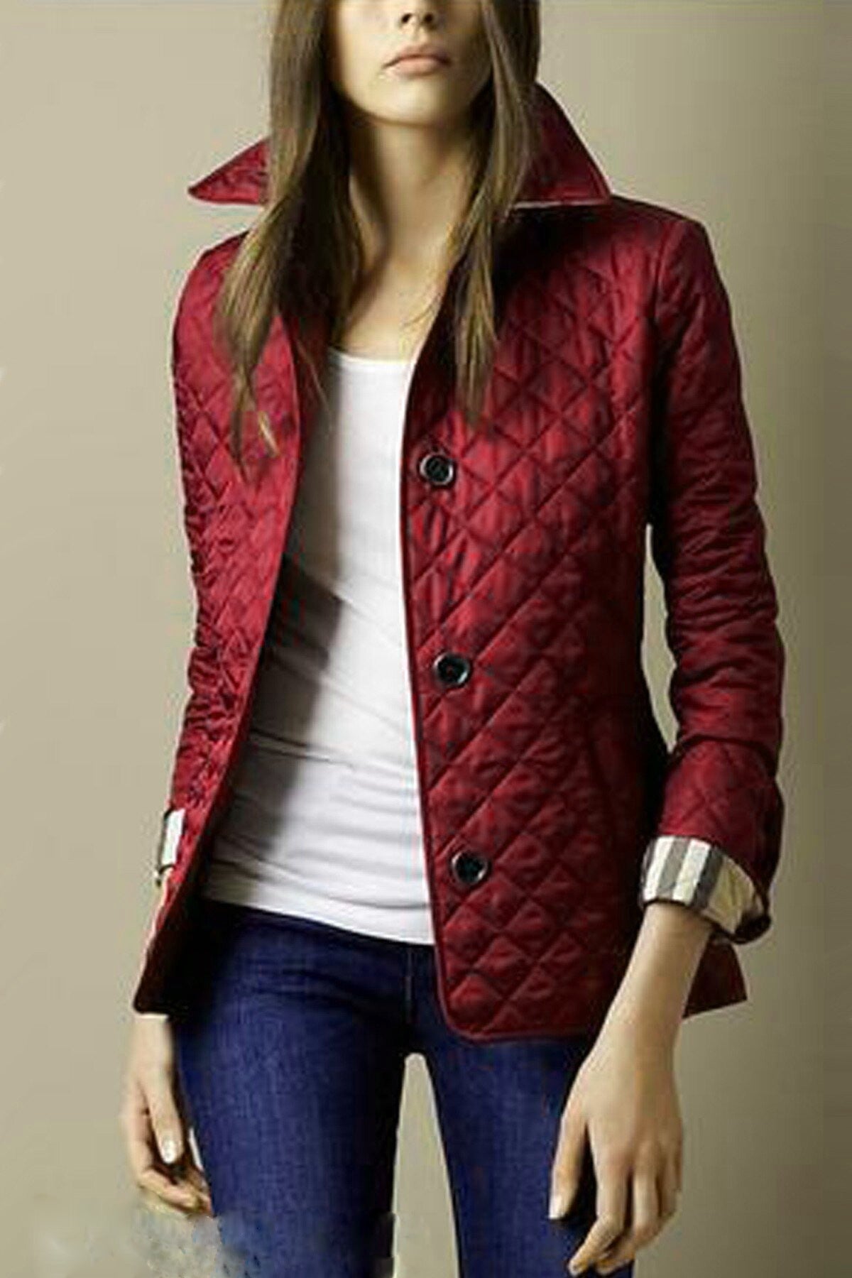 Veste Matelassée Courte Ajustée pour Femme