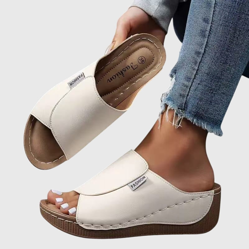 Sandales Confort Ouvertes à Semelle Compensée pour Femmes