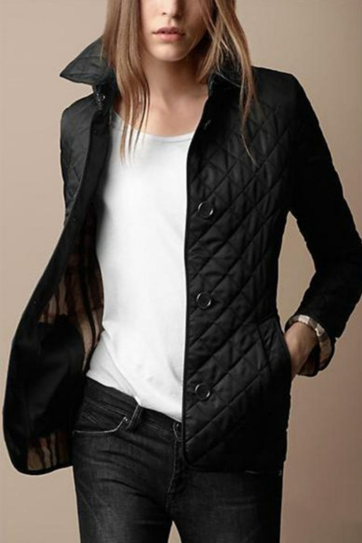 Veste Matelassée Courte Ajustée pour Femme