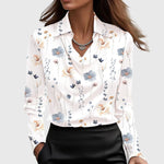 Blouse Satin à Manches Longues pour Femmes