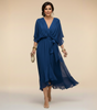 Robe Longue en Chiffon à Manches Chauve-Souris pour Femmes