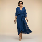 Robe Longue en Chiffon à Manches Chauve-Souris pour Femmes
