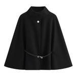 Batwing Sleeve Belted Cape Coat for Women