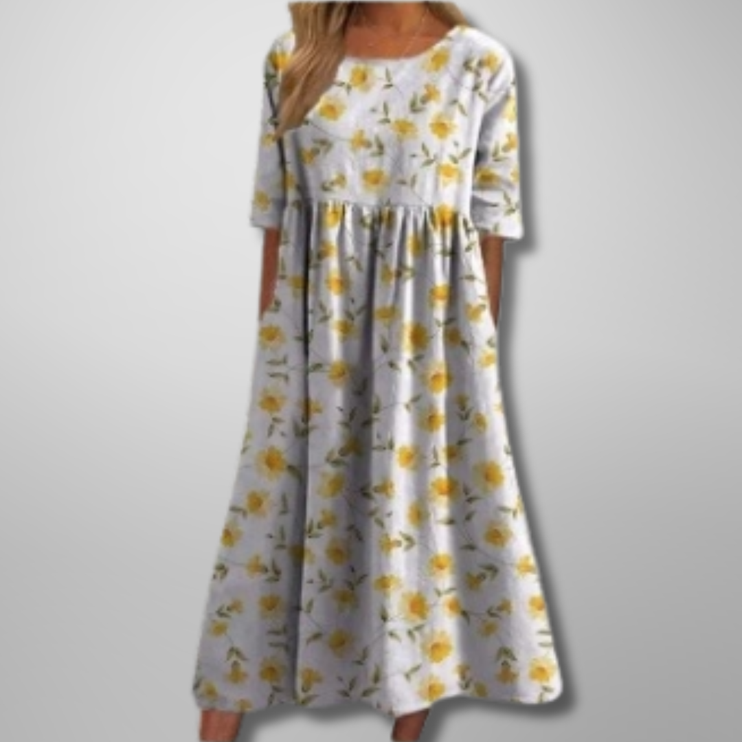 Robe Midi Imprimée à Col Rond pour Femmes