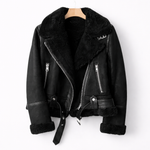 Veste Aviateur en Daim Coupe Ample avec Ceinture pour Femme