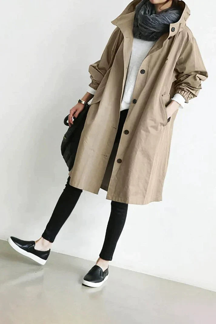 Trench Habillé à Capuche pour Femmes