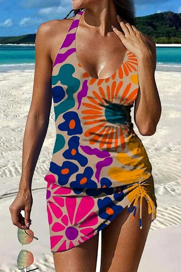 Tankini Graphique Imprimé et Short pour Femme