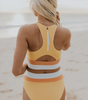 Ensemble Bikini Taille Haute à Coupe Colorblock pour Femmes