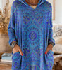 Tunique tricotée à capuche imprimé ethnique pour femmes