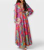 Robe Maxi à Manches Longues et Imprimé Floral pour Femmes