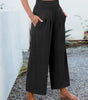 Pantalon Palazzo Fluide et Taille Haute avec Poches pour Femme