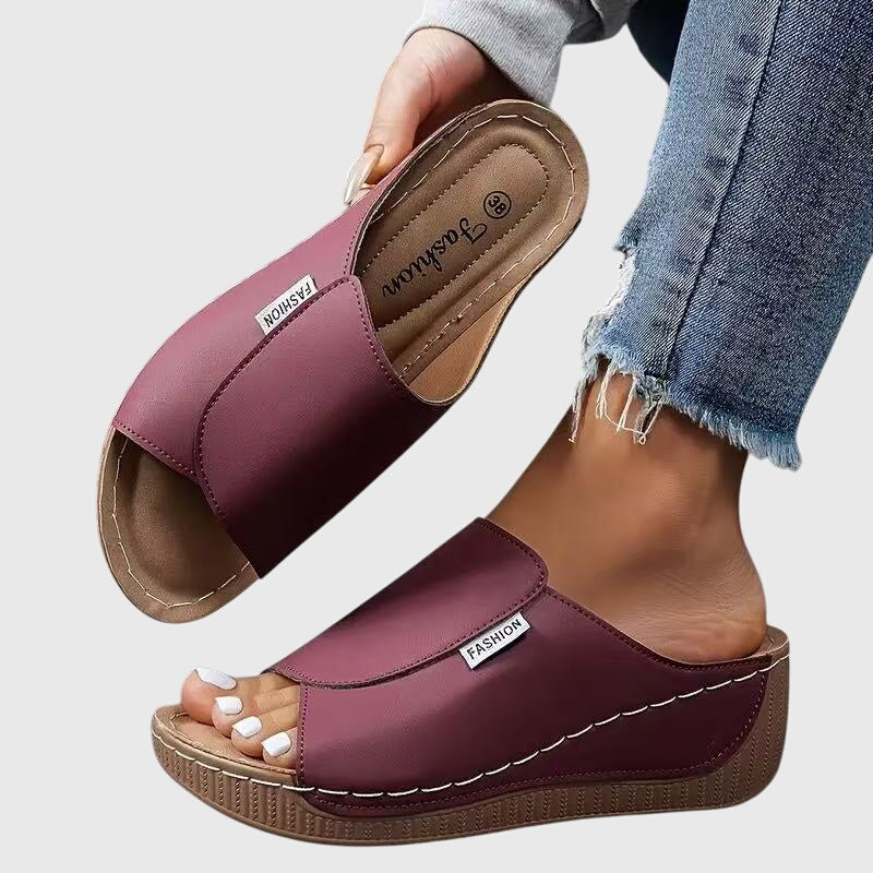 Sandales Confort Ouvertes à Semelle Compensée pour Femmes