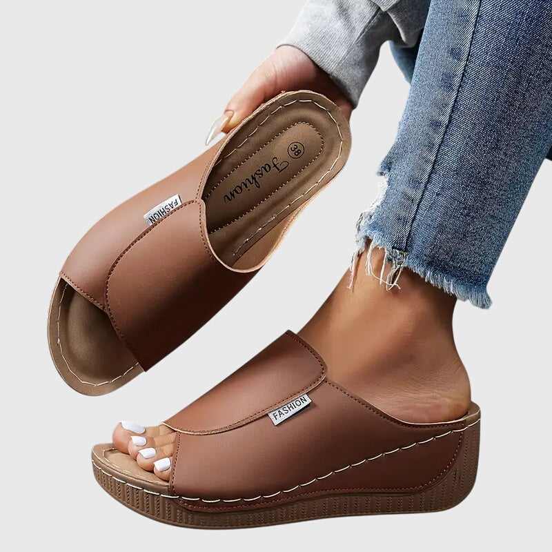 Sandales Confort Ouvertes à Semelle Compensée pour Femmes