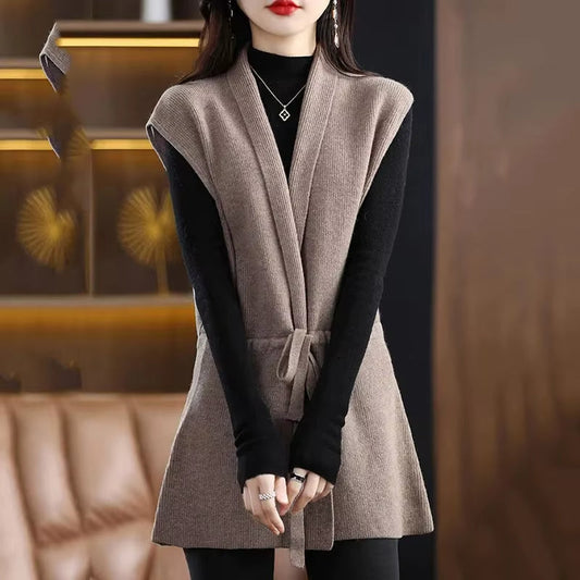 Gilet Sans Manches en Laine Mérinos pour Femmes