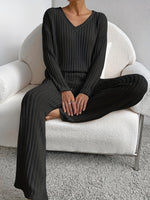 V-Neck Relaxation Knit Lounge Set for Women