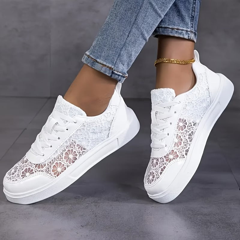 Baskets en Dentelle Florale et Lacets pour Femme