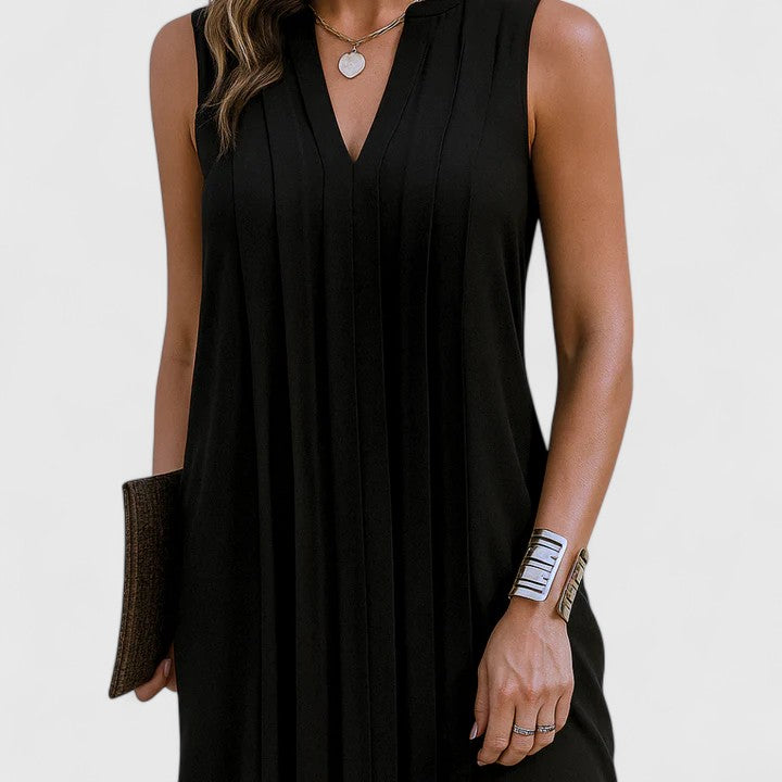 Robe midi sans manches à col en V pour femmes