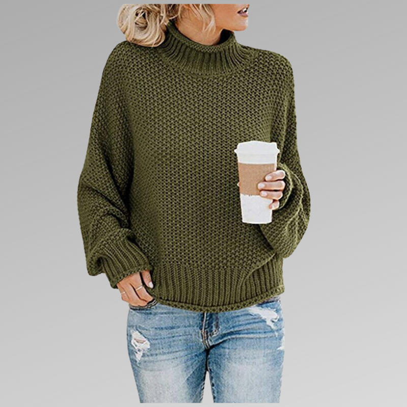 Pull Oversize en Maille à Col Montant pour Femme