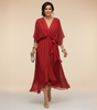 Robe Longue en Chiffon à Manches Chauve-Souris pour Femmes