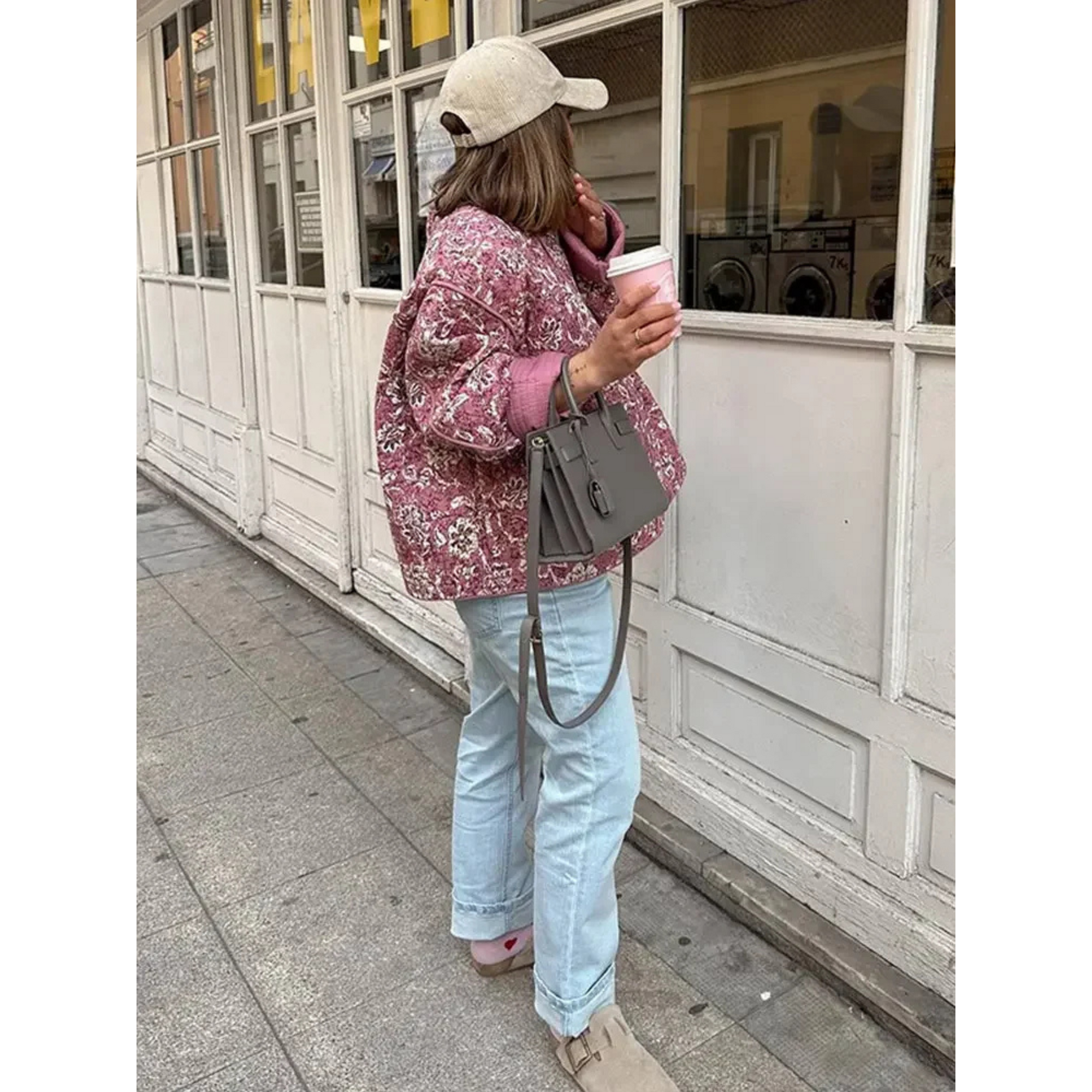 Veste Matelassée Oversize Fleurie pour Femme