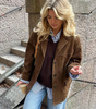 Trenchcoat en Suède Marron Oversize pour Femmes