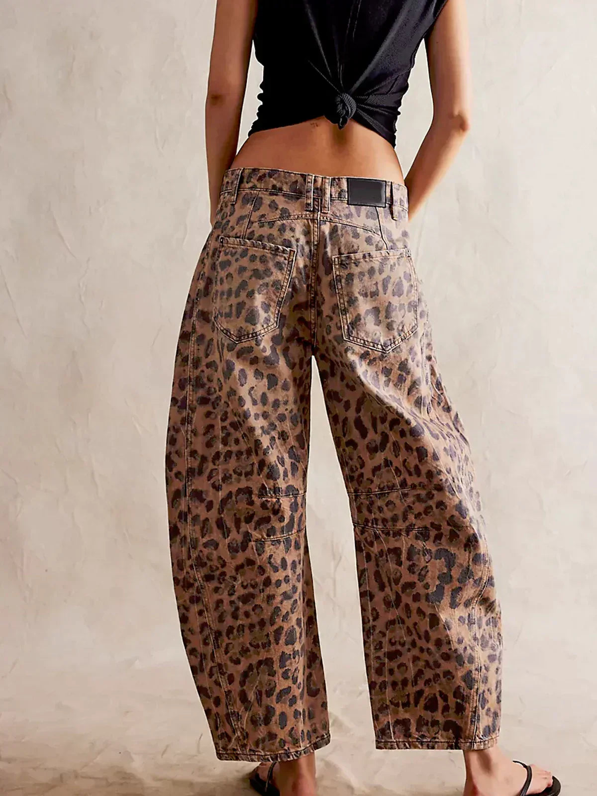 Leopard Print Denim Barrel for Women