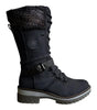 Botte à Lacets Haute en Simili Cuir pour Femme
