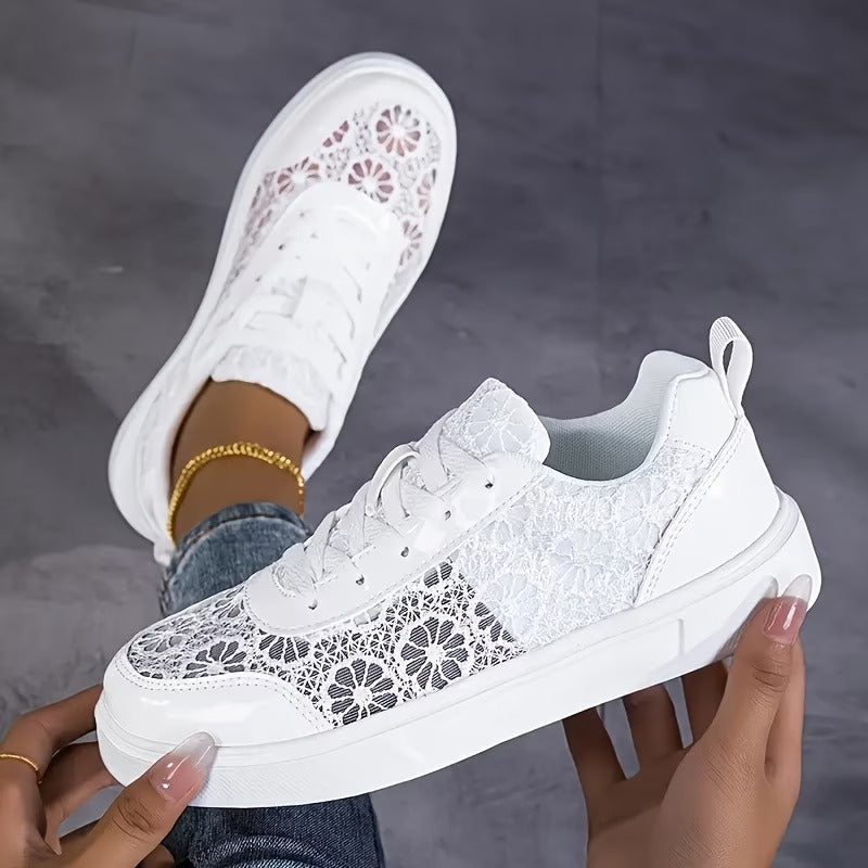 Baskets en Dentelle Florale et Lacets pour Femme