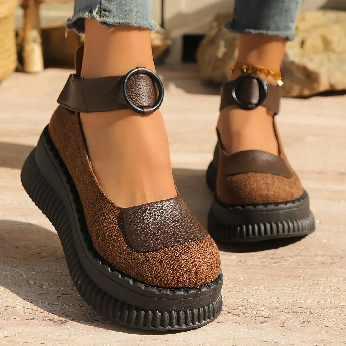 Chaussures Vintage à Bout Rond pour Femmes