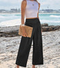 Pantalon Palazzo Fluide et Taille Haute avec Poches pour Femme