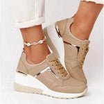 Basket Compensée Confort en Simili Cuir pour Femme