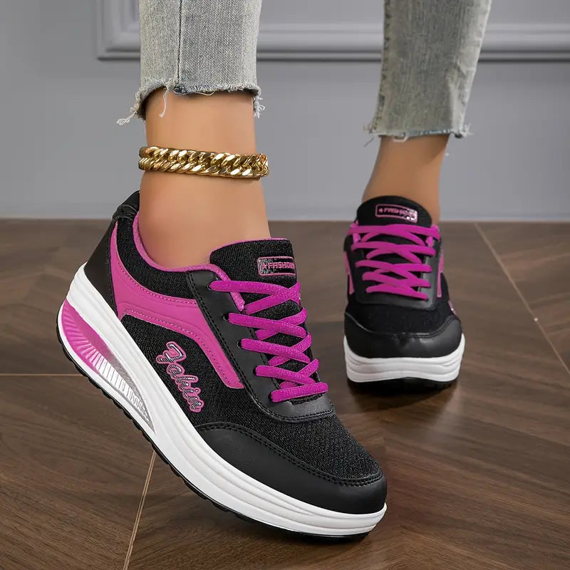 Chaussures Confort Compensées en Simili Cuir pour Femme