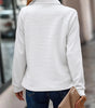Pull Col Zippé Ample et Côtelé à Manches Longues pour Femme