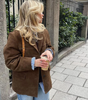 Trenchcoat en Suède Marron Oversize pour Femmes