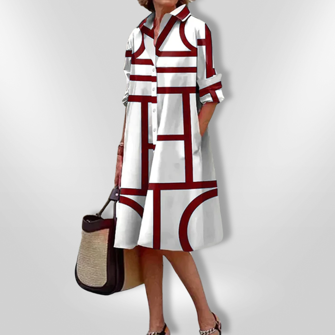 Robe Midi Motif Géométrique pour Femmes