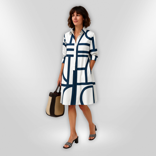 Robe Midi Motif Géométrique pour Femmes