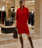 Robe Pull Droite Femme à Manches Longues en Maille avec Col Montant